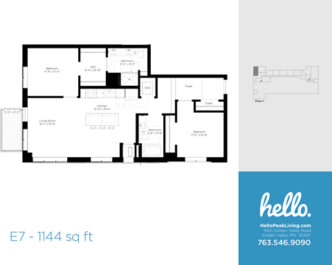 E7 Floor Plan at Hello Apartments, Minneapolis, MN